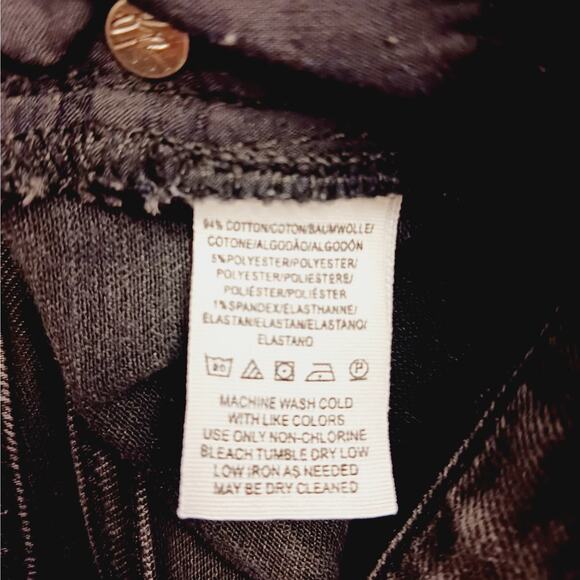 Free People SZ 25 Black High Rise Fringe Hem Jeans With BOHO Leg Cutouts - Picture 6 of 7